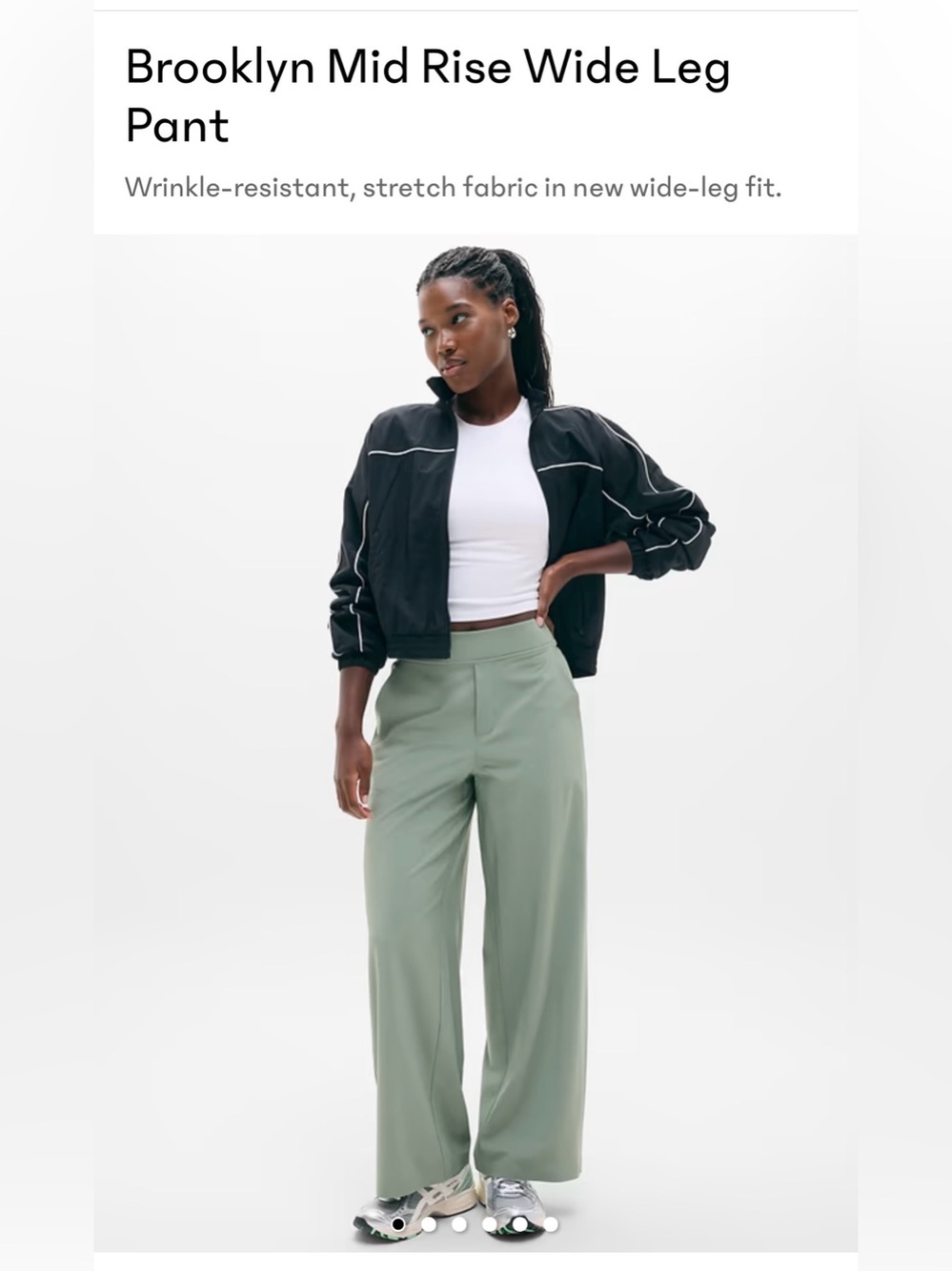 Athleta Brooklyn Mid Rise Wide Leg Pant in Sage Green
